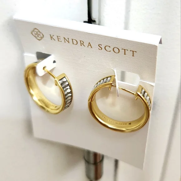SOLD!!!    Kendra Scott  Crystal & Gold Hoop Earrings - Picture 6 of 8